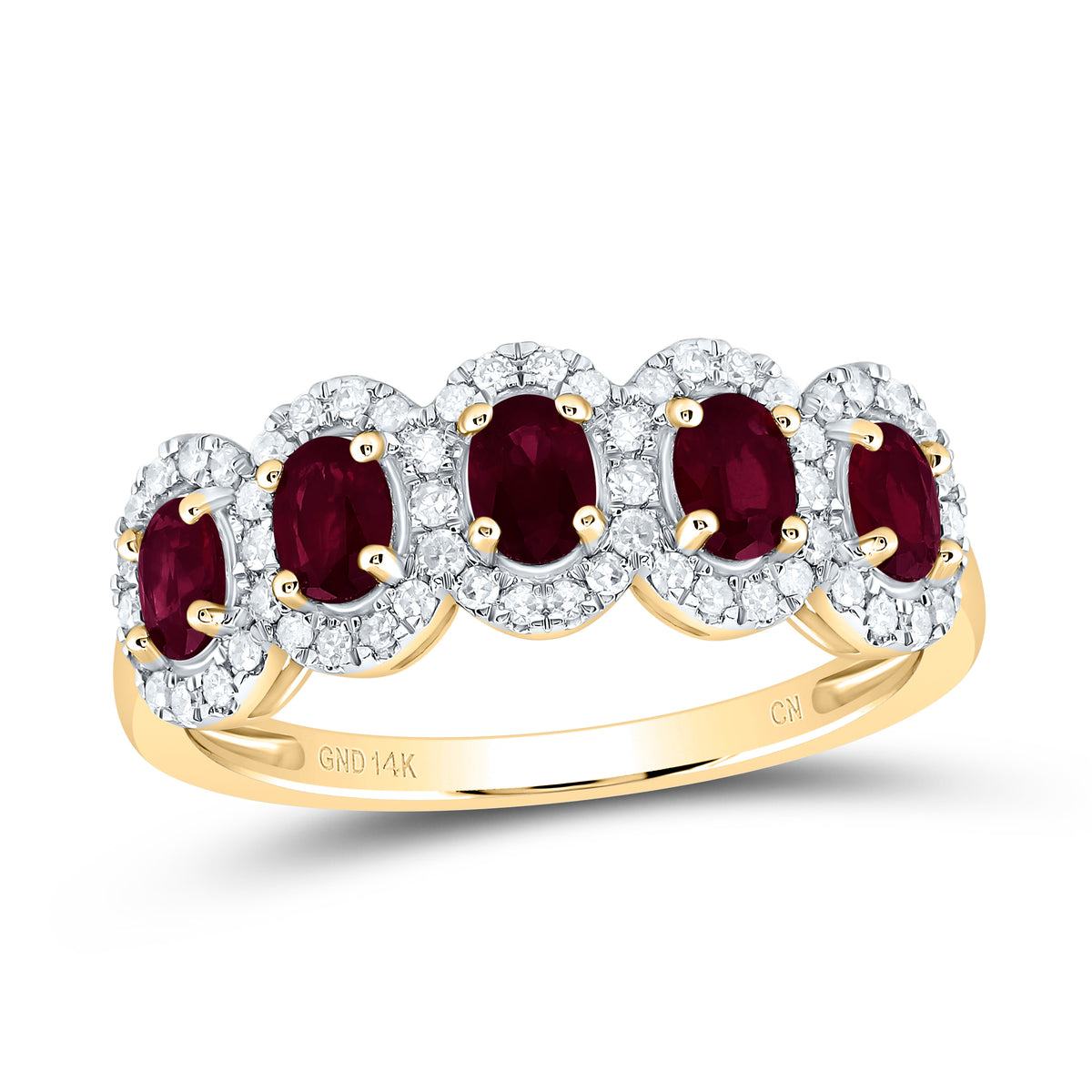 1/4CTW-DIA CN 1 CTW-OV RUBY NAT GEM ANNIVERSARY BAND