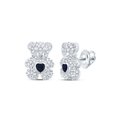 1/2CTW-DIA NK 3X3MM HS-BS NAT GEM HEART TEDDY BEAR EARRING