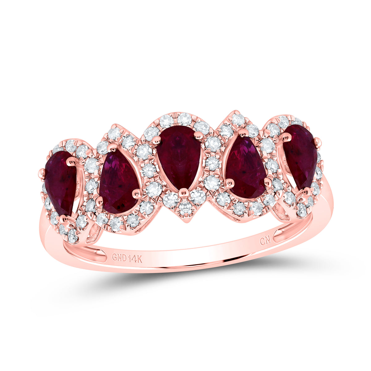 14K Rose Gold 1/4 CTW-Natural Diamond 1 CTWps-Ru Natural Gemstone Anniversary Band 2.34 Gram