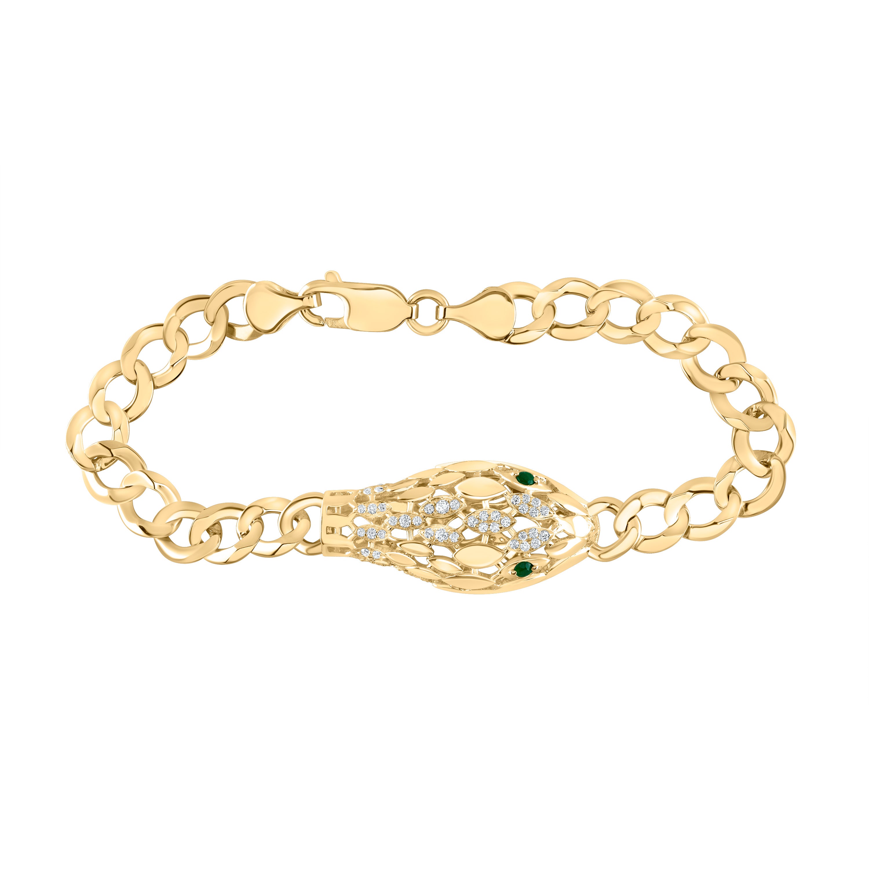 1/4CTW-DIA ANA M 1/10CTW RD-EM NAT GEM SNAKE BRACELET (7 INCH)