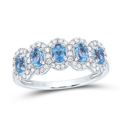 1/4CTW-DIA CN 1 CTW OV-BLUE TOPAZ ANNIVERSARY BAND