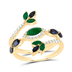 1/4CTW-DIA ANA M 5/8CTW MQ-EM, 1CTW MQ-BS NAT GEM RING