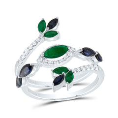 1/4CTW-DIA ANA M 5/8CTW MQ-EM, 1CTW MQ-BS NAT GEM RING
