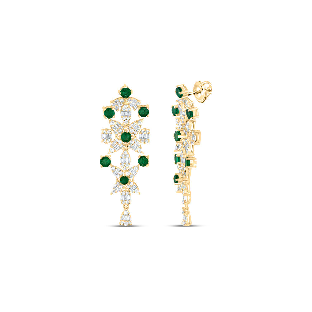 1 1/3CTW-DIA ANA M 1 5/8CTW RD-EM NAT GEM EARRING
