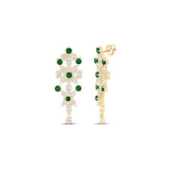 1 1/3CTW-DIA ANA M 1 5/8CTW RD-EM NAT GEM EARRING