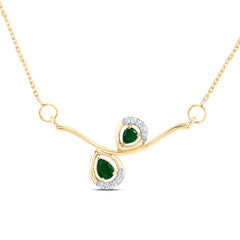 1/20CTW-DIA CN 1/4CTW PS-EM NAT GEM FASHION NECKLACE(18 INCH)