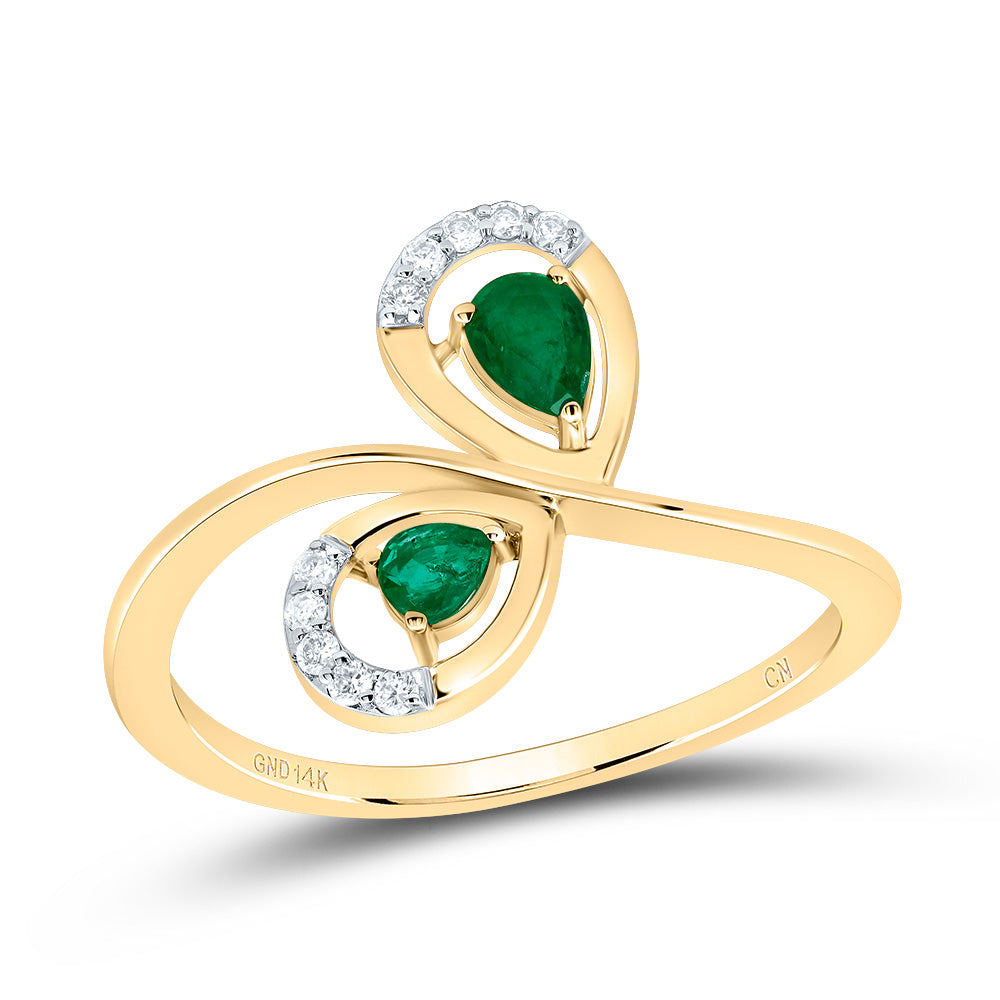 1/20CTW-DIA CN 1/4 CTW PS-EM NAT GEM FASHION RING