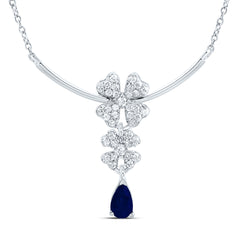 1/5CTW-DIA CN 6X4MM PS-BS NAT GEM FASHION FLOWER NECKLACE(18 INCH)