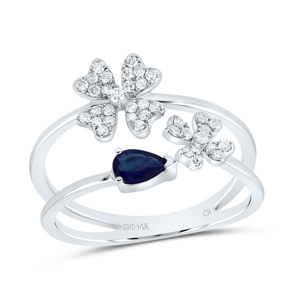 1/5CTW-DIA CN 5X3MM PS-BS NAT GEM FASHION FLOWER RING