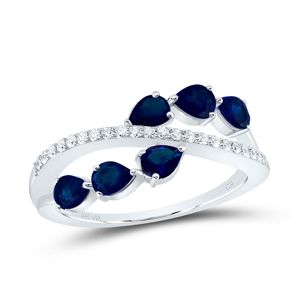 14K White Gold 1/8 CTW-Natural Diamond 1 CTWps-Bs Natural Gemstone Fashion Ring 2.76 Gram