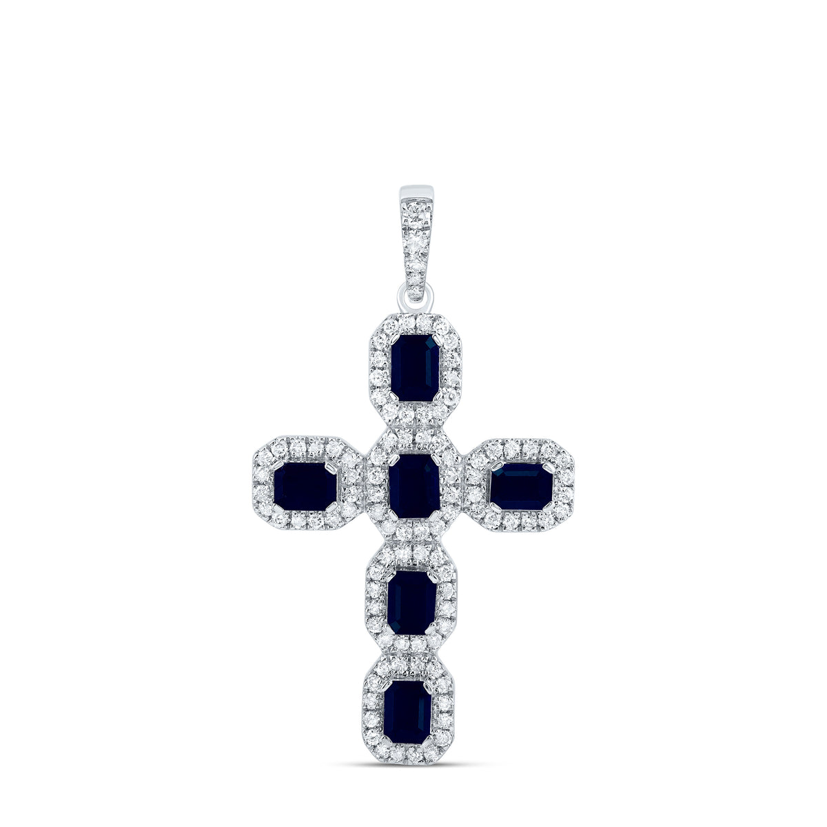 1/2CTW-DIA CN 1 5/8CTW-EM-BS NAT GEM CROSS PENDANT
