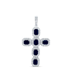 1/2CTW-DIA CN 1 5/8CTW-EM-BS NAT GEM CROSS PENDANT