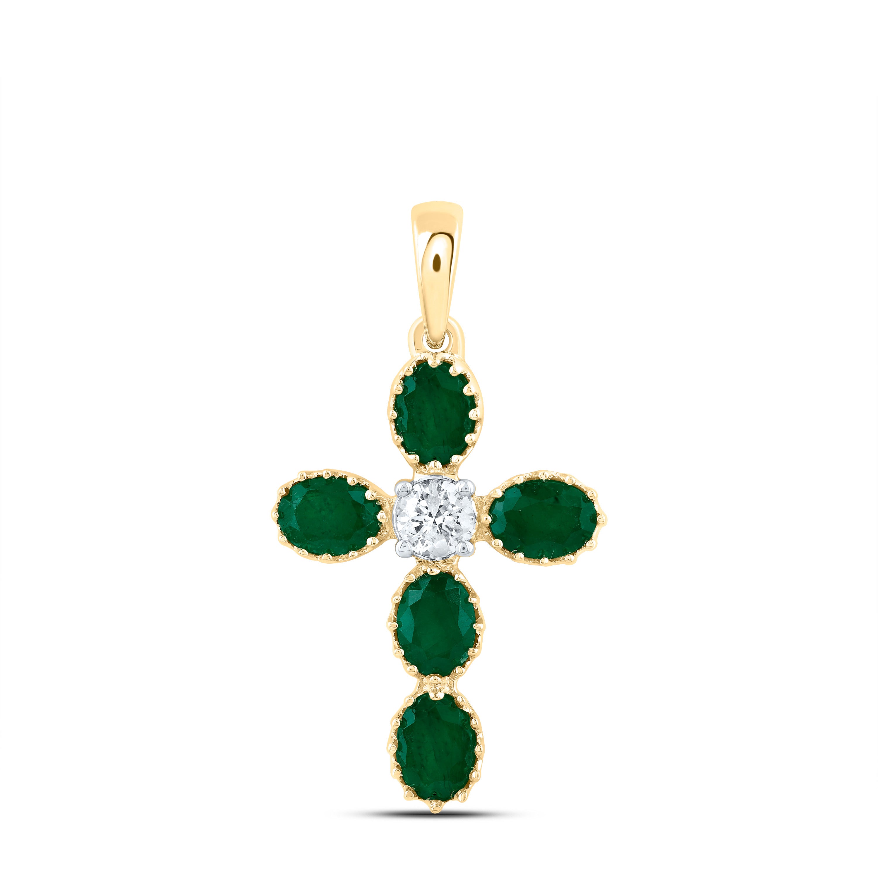 1/10CTW-DIA CN 7/8CTW-OV-EM NAT GEM CROSS PENDANT