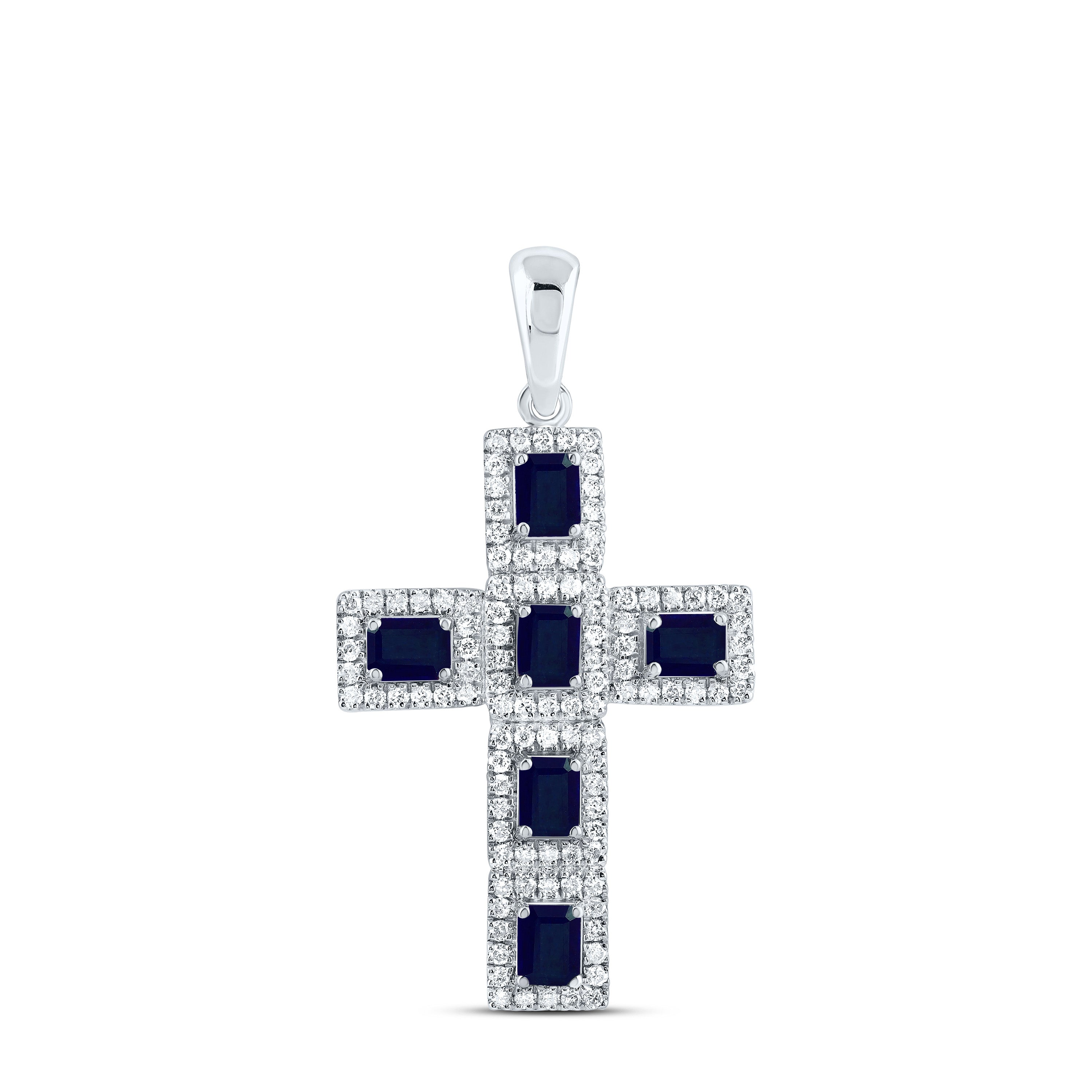 1/2CTW-DIA CN 1 1/3CTW-EM-BS NAT GEM CROSS PENDANT