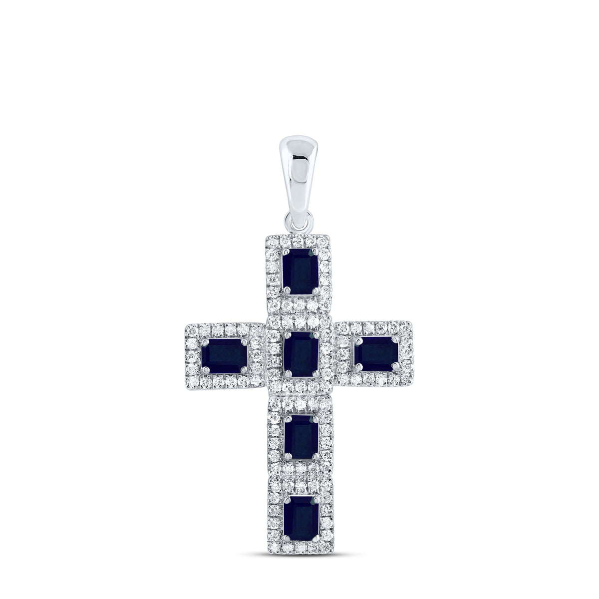 1/2CTW-DIA CN 1 1/3CTW-EM-BS NAT GEM CROSS PENDANT