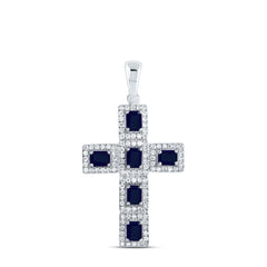 1/2CTW-DIA CN 1 1/3CTW-EM-BS NAT GEM CROSS PENDANT