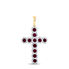 1/2CTW-DIA CN 1 1/5CTW-RD-RU NAT GEM CROSS PENDANT