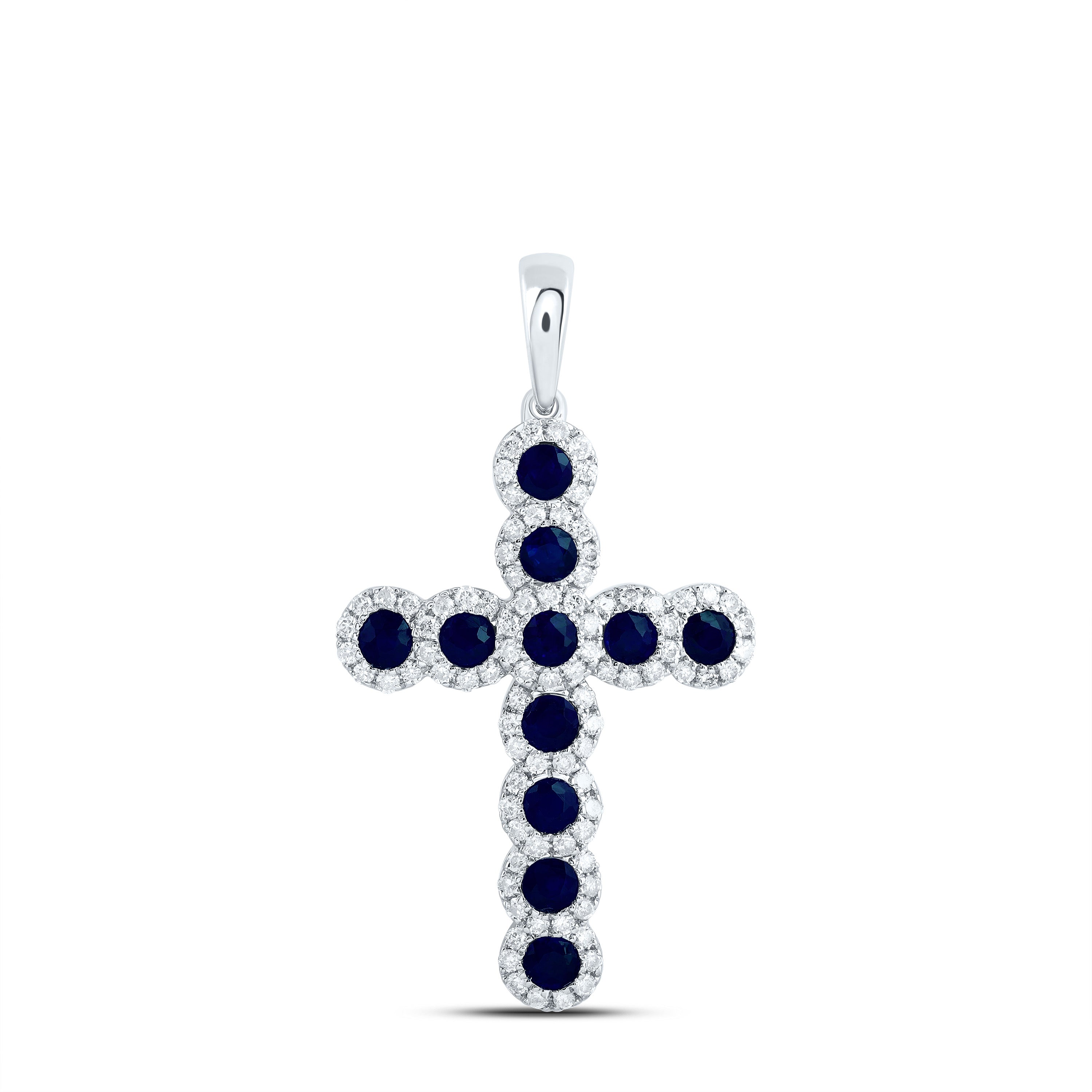 1/2CTW-DIA CN 1CTW-RD-BS NAT GEM CROSS PENDANT