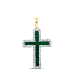 1/3CTW-DIA CN 1CTW- PR-EM NAT GEM CROSS PENDANT