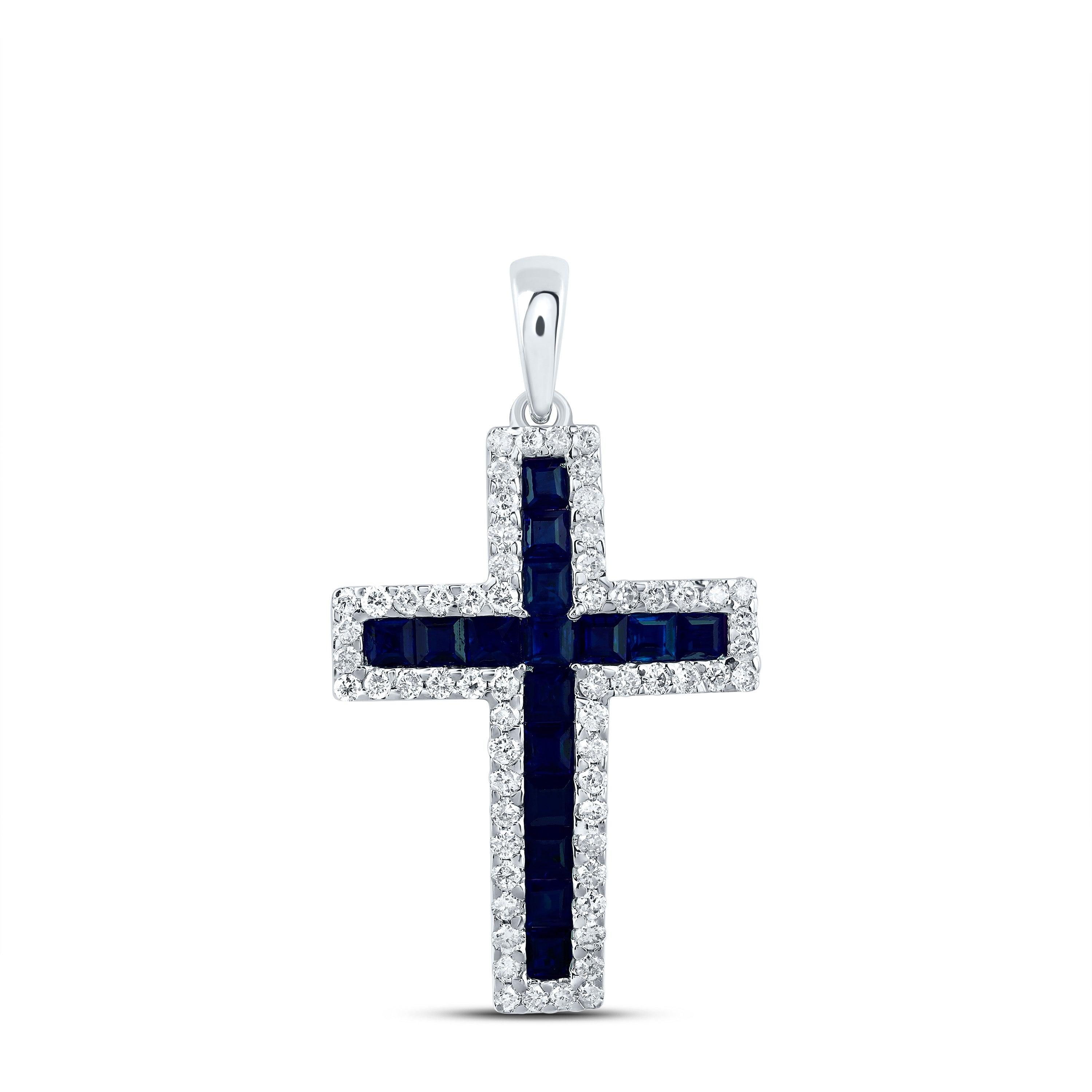 1/3CTW-DIA CN 1CTW- PR-BS NAT GEM CROSS PENDANT