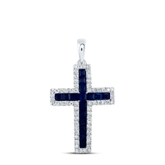 1/3CTW-DIA CN 1CTW- PR-BS NAT GEM CROSS PENDANT