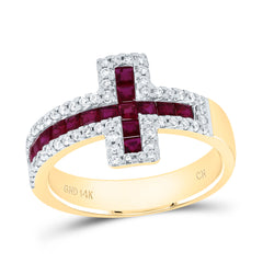 1/3CTW-DIA CN 3/4CTW- PR-RU NAT GEM CROSS RING