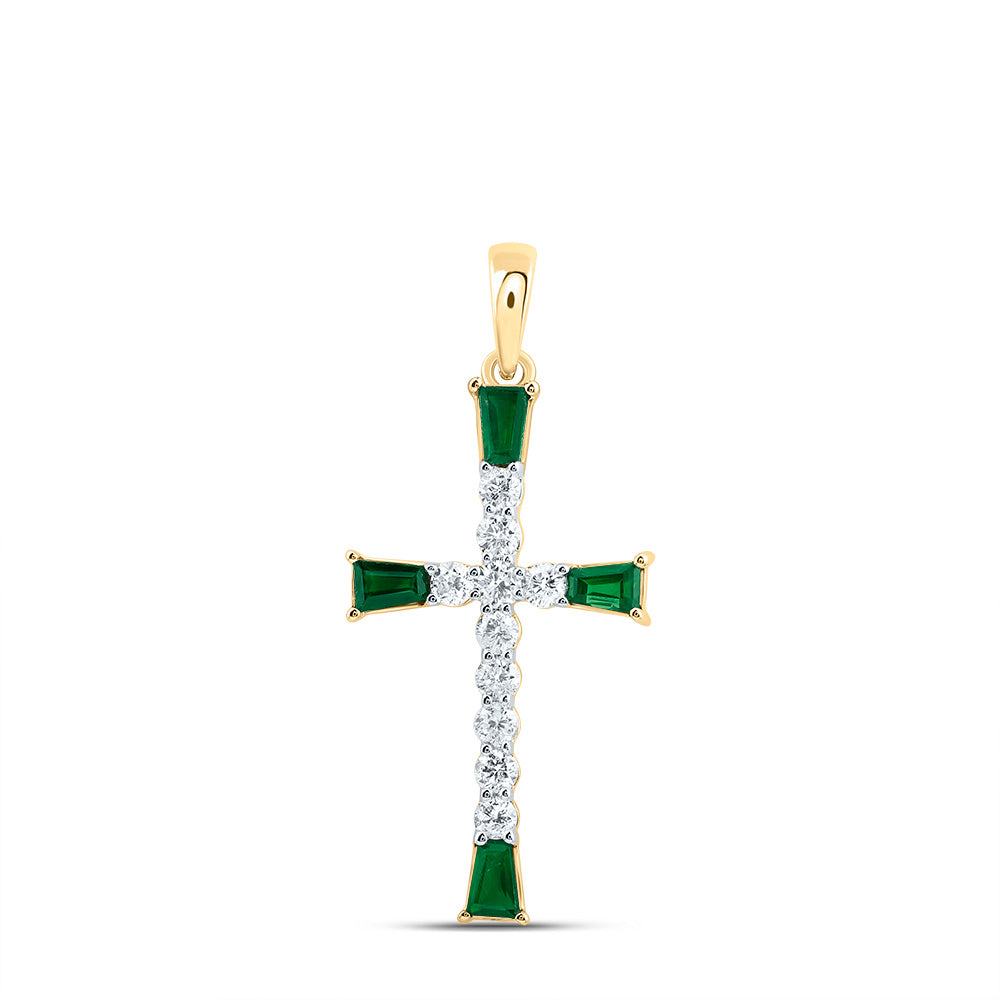 1/5CTW-DIA CN 1/4CTW- BAG-EM NAT GEM CROSS PENDANT