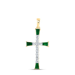 1/5CTW-DIA CN 1/4CTW- BAG-EM NAT GEM CROSS PENDANT