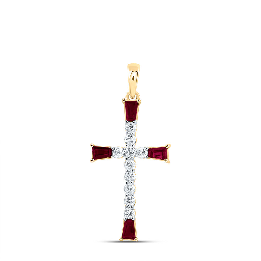 1/5CTW-DIA CN 1/3CTW- BAG-RU NAT GEM CROSS PENDANT
