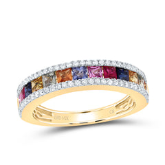 1/4CTW-DIA CN 1 3/8CTW PR-NAT GEM MULTI CLR SAPPHIRE RING