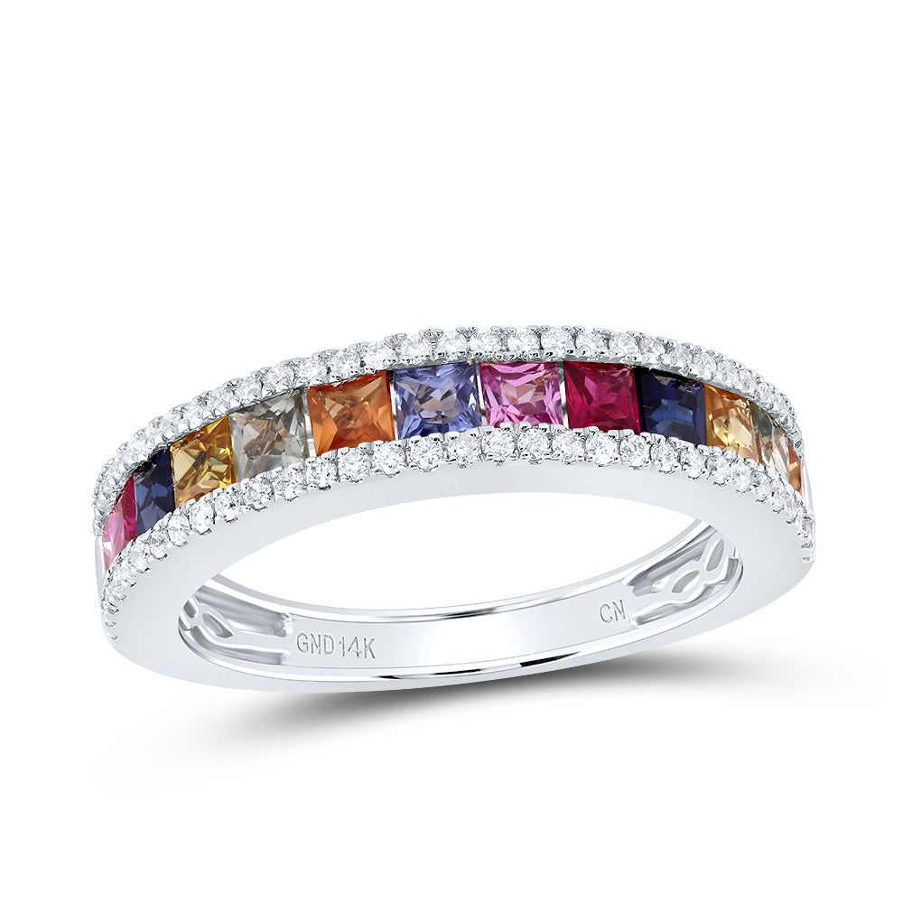1/4CTW-DIA CN 1 3/8CTW PR-NAT GEM MULTI CLR SAPPHIRE RING