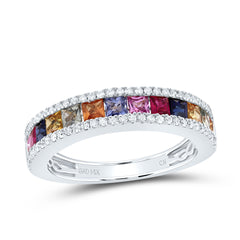 1/4CTW-DIA CN 1 3/8CTW PR-NAT GEM MULTI CLR SAPPHIRE RING