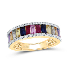 1/4CTW-DIA CN 2CTW BAG-NAT GEM MULTI CLR SAPPHIRE RING