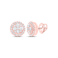 14K Rose Gold 1/2 CTW-Natural Diamond Fashion Round Stud Earring 1.89 Gram
