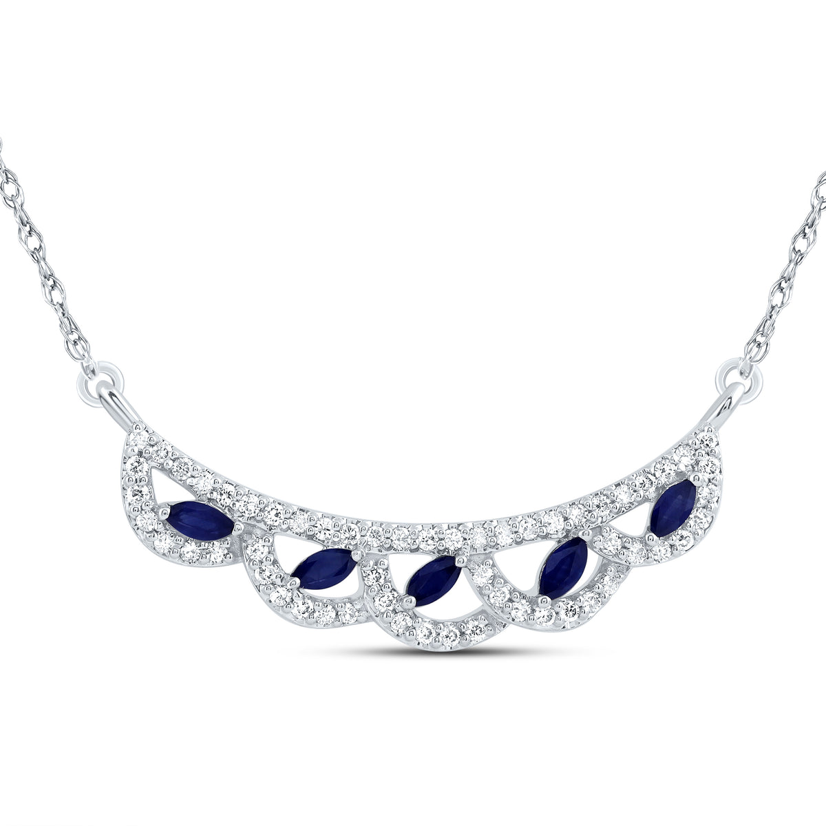 1/4CTW-DIA CN 1/4CTW MQ-BS NAT GEM FASHION NECKLACE (18 INCH)