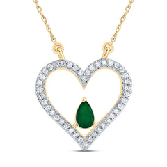 1/6CTW-DIA CN 5X3MM PS-EM NAT GEM FASHION HEART NECKLACE (18 INCH)