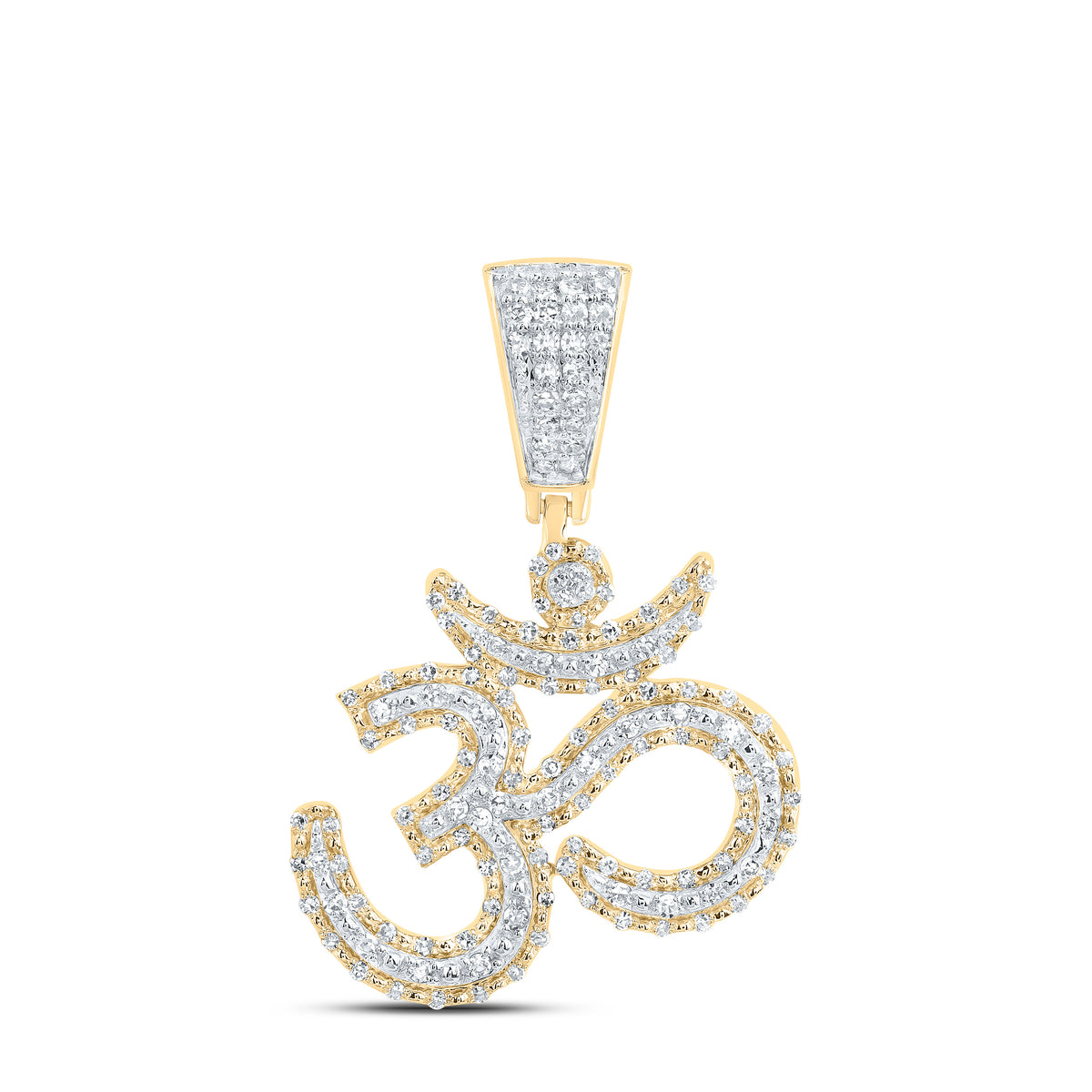 10K Yellow Gold 3/8 CTW-Natural Diamond Fashion Om Pendant 2.60 Gram