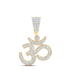10K Yellow Gold 3/8 CTW-Natural Diamond Fashion Om Pendant 2.60 Gram