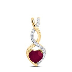 1/10CTW-DIA CN 5 MM HEART-RUBY NAT GEM PENDANT