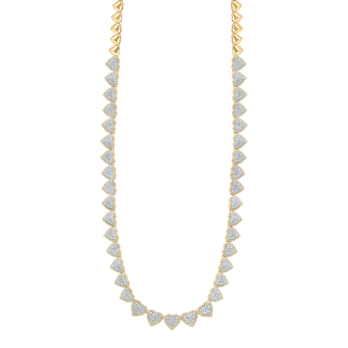14K Yellow Gold 4 CTW-Natural Diamond Fashion Heart Necklace (17 Inch ) 39.50 Gram