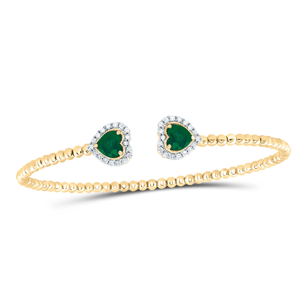 1/4 CTW-DIA CN 5MM HS-EM NAT GEM HEART BANGLE (59X53 MM)