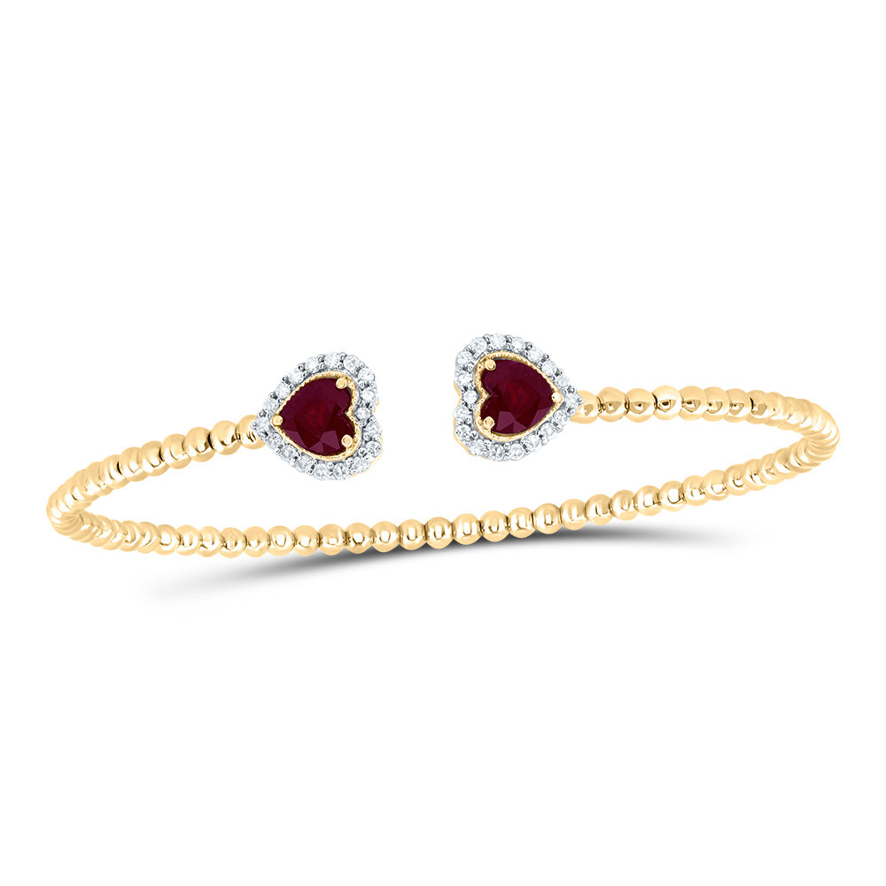 1/4CTW-DIA CN 5MM HS-RU NAT GEM HEART BANGLE (59X53 MM)