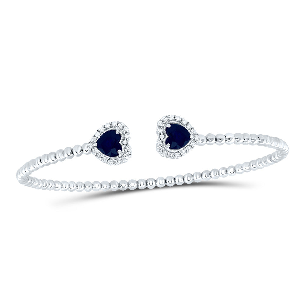 1/4CTW-DIA CN 5MM HS-BS NAT GEM HEART BANGLE (59X53 MM)