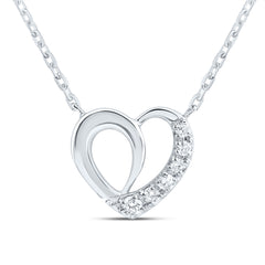 10K White Gold 1/20 CTW-Natural Diamond Gift Heart Necklace (18 Inch ) 1.37 Gram