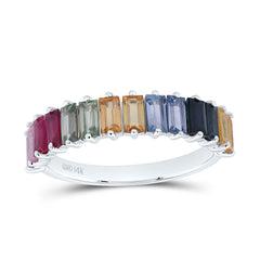 14K White Gold 2 CTWbag-Natural Gemstone Multi Clear Sapphire Ring 2.52 Gram