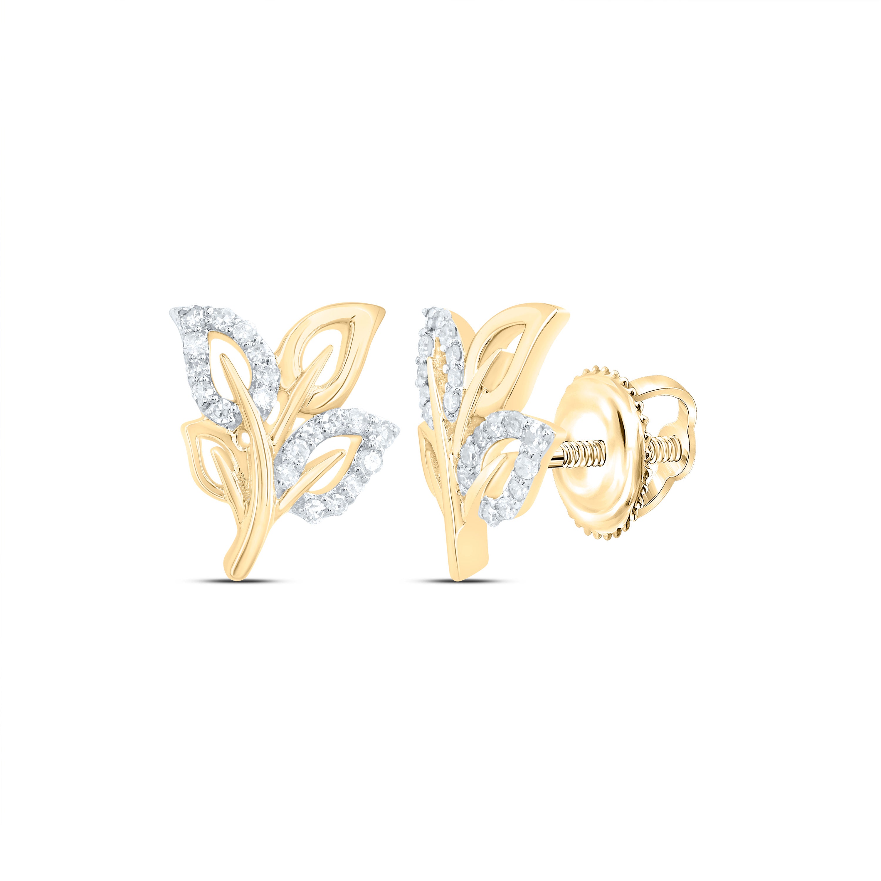 1/8CTW-DIA P1 GIFT LEAF STUD EARRING