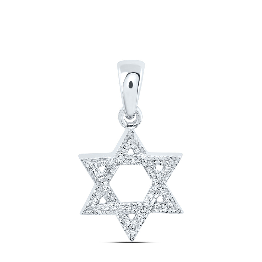 10K White Gold 1/5 CTW-Natural Diamond Gift Star Pendant 2.89 Gram