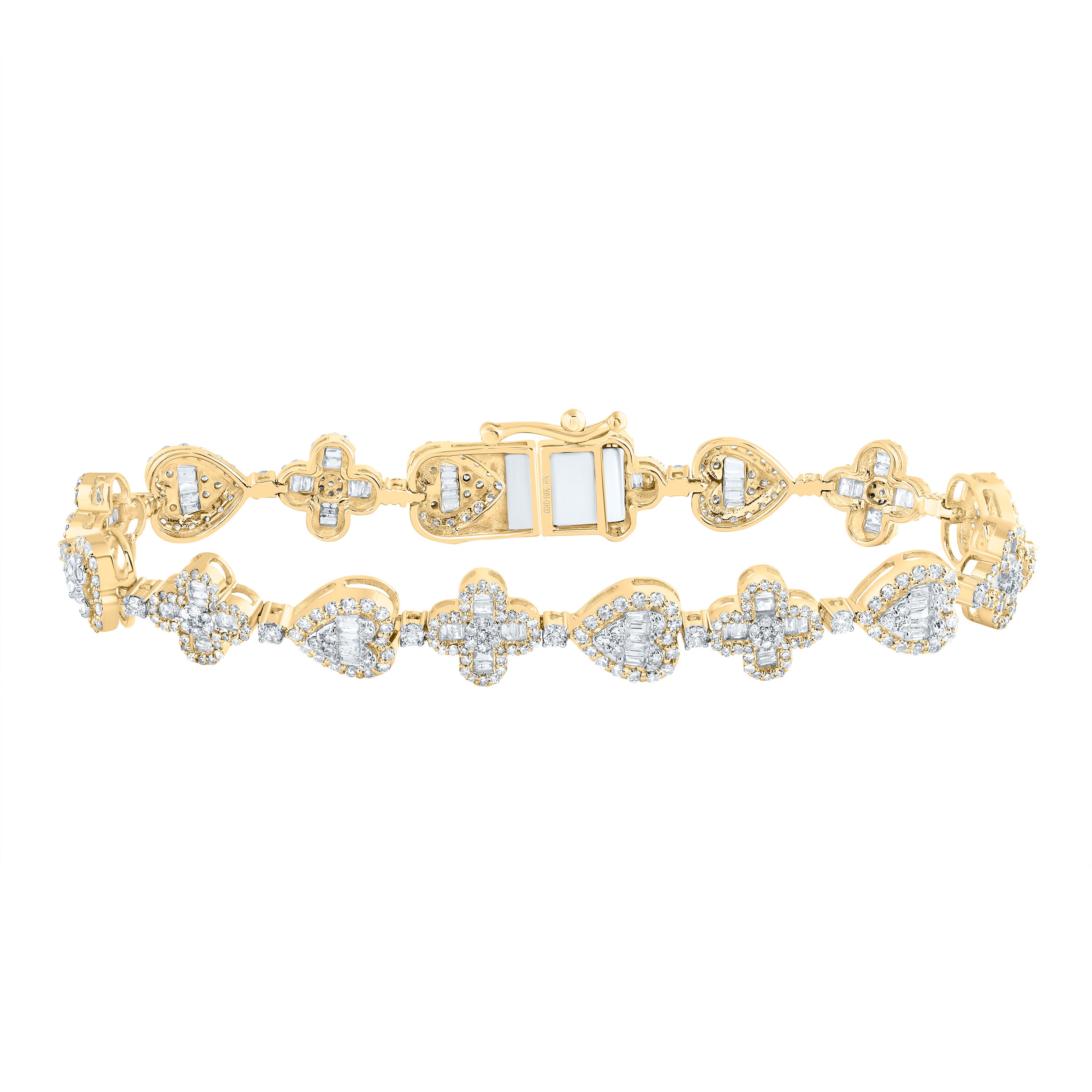 3 1/5CTW-DIA NK CLOVER HEART LADIES BRACELET (7 INCH)