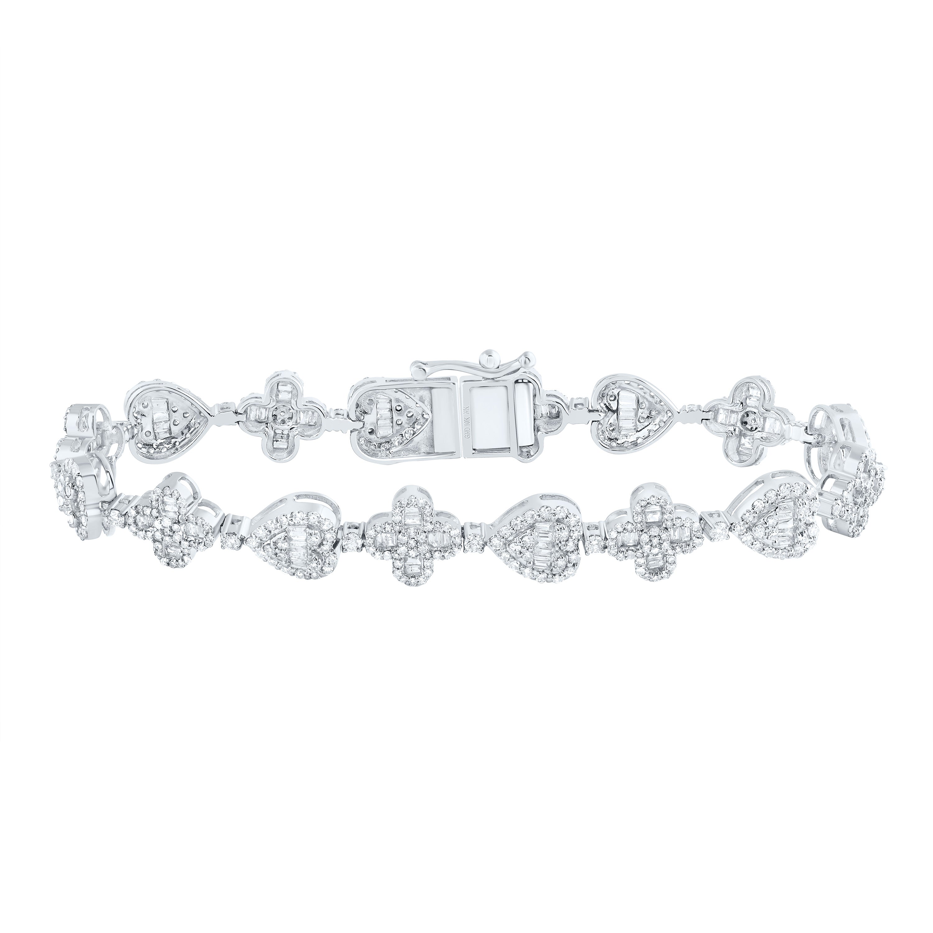 3 1/5CTW-DIA NK CLOVER HEART LADIES BRACELET (7 INCH)