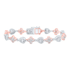 3 1/5CTW-DIA NK CLOVER HEART LADIES BRACELET (7 INCH)